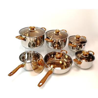 China 12pcs 430 Viable Bottom Induction SS 201 Cookware Sets Pots and Filters Kitchen Cookware Set Cookware Sets for sale