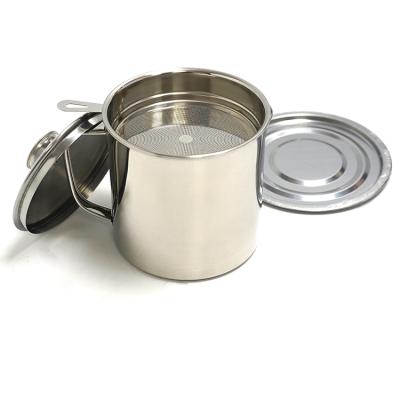 China Viable Oil Storage Grease Keeper Strainer Container Stainless Steel Kitchen Strainer Frying Oil Filter Pot for sale