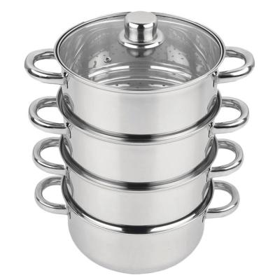 China Sustainable silver universal stainless steel steaming pot with an input and a lid for sale