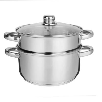 China 2 Sustainable Elements 22cm Stainless Steel Steaming Pot With Induction Bottom for sale