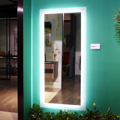 China Foshan Factory Illuminated Full Wall Mirror Hotel Bathroom Led Integral Mirror With Light for sale