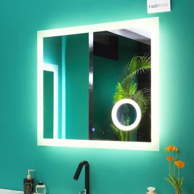 China Factory Direct Magnifying LED Wall Mount Bath Vanity Mirror Lit Bathroom Mirror Touch Makeup Mirror Bathroom Bedroom Hotel Rectangle for sale