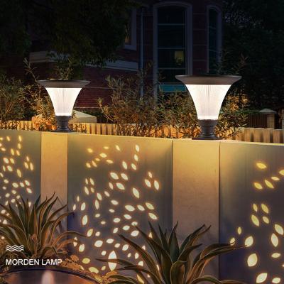 China Hot Selling Round LANDSCAPE Sensor Yard Post Base Pathway Garden Waterproof Outdoor Solar Led Pillar Light for sale