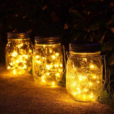 China Hot Sale LANDSCAPE Christmas Decoration 20Led String Light Copper Wire Mason Jar Lid Lights Solar for sale