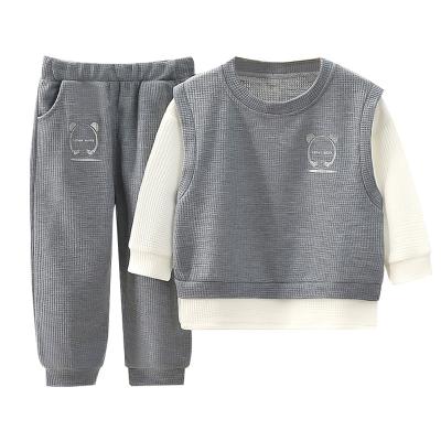 China High Quality Breathable Spring Boys Girls Clothes Knitted Two-Piece Sets Simple Cotton Baby Clothes Set for sale