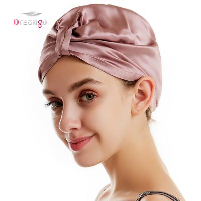 China 100% Luxury Adjustable Solid-Solid Hood Man Mulberry Silk Satin Turban Hair Hood for sale