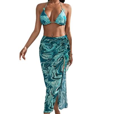 China Mature Swimwear Breathable Swimwear And Mature Woman Bikini With Cover Up Beach Skirt Bikini Set for sale