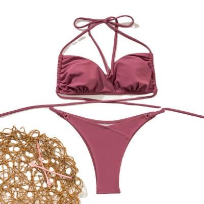 China New Fashion Plus Size Two Piece Bikini Set Swimwear Ladies Thong Bikini for sale