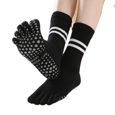 China Breathable Non-Slip Long Tube Yoga Five-finger Socks Adult Non-Slip Pilates Socks Family Indoor Yoga Socks for sale