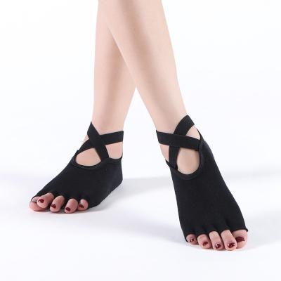 China New Breathable Cotton Custom Strap Split Toe Half Finger Non-Slip Pilates Fitness Yoga Socks for sale