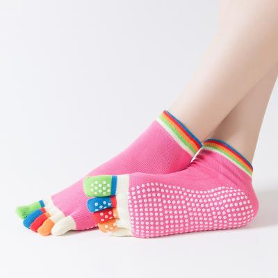 China Wholesale Non-slip Women Fitness Finger Socks Cotton 5 Color Pilates Yoga Breathable Yoga Socks for sale