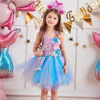 China Kids Fancy Dress Wholesale Pastel Mermaid Tutu Dress For Girls Fancy Princess Birthday Party Costume Cosplay Halloween Girls Girl Dress up Glitter for sale