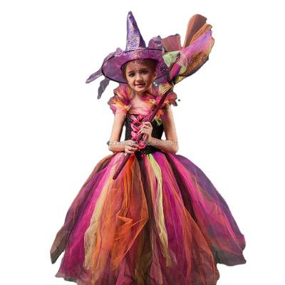 China Fancy Kids Dress Up Halloween Witch Tulle Dress Up Cosplay Costume Clothes For Kids Girls Carnival Party Children Vampire Gothic Maleficent G Costume for sale