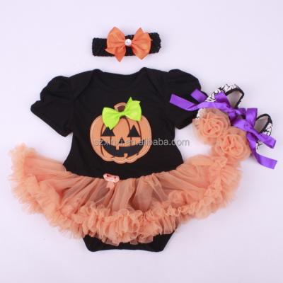 China Pumpkin Ghost Diamond Toddler Romper Onesie Kids Cozy Novelty Halloween Babies Onesie Sleeveless Dress Up Ruffled Tutu Skirt for sale