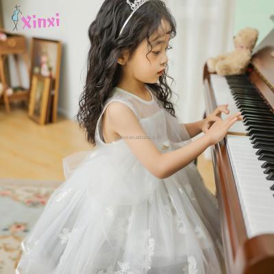 China Birthday Wedding Party Girl Embroidery Sleeveless Sheer Sequin For Little Babies Dresses for sale