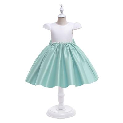 China Fashion Colorblock Bow Princess Dress Baby Clothes Breathable Hot Kids Wedding Birthday Flower Girl Dresses for sale