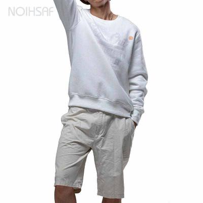 China Breathable High Quality Custom Organic White Sweatshirt Hoodies Men Streetwear Crewneck for sale