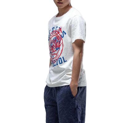 China Breathable Custom Design 100% Cotton Workout Graphic Tees White T Shirt Men for sale