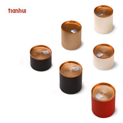 China Tianhui Biodegradable Small Easy Peel Lid Paper Canister Packaging Tea Box for sale