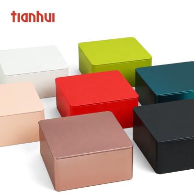 China Recyclable Square Jewelry Storage Cookie Packaging Tea Gift Tin Metal Boxes for sale