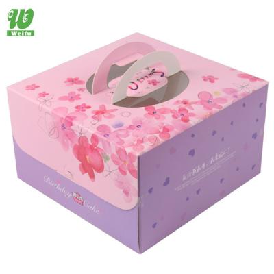 China Recyclable Portable Bakery Cake Gift Box Dessert Packaging Boxes With Handle for sale