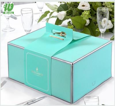 China Biodegradable Maker Cake Food Wrapping Paper Disposable Eco Friendly Stocked Professional Custom Box With Handle for sale