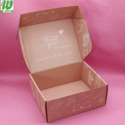 China Wholesale Custom Corrugated Box Recyclable Logo Pink Shipping Mailer Packaging Box for sale