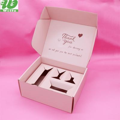 China Custom Logo Cardboard Cartons Shipping Mailer Recyclable Box Pink Cosmetic Set Cosmetics Shipping Skin Care Corrugated Packaging Boxes for sale