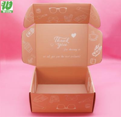 China Recyclable CustomDouble-sided Printed Logo E-groove folded corrugated mailer shipping carton for clothes shoes cosmetic perfume gift packaging for sale