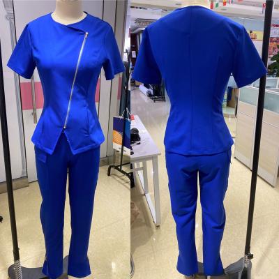 China Scrub Suit Good Quality Women Uniforms Scrub Sets Design Hospital Uniform Private Label Scrubs Medical Zipper Scrubs Uniforms Sets for sale