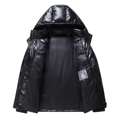 China Winter Men's Outdoor Stripper Coat Men's Waterproof Fluffy Warm Hooded Shinny Plus Velvet Coat Plus Size Men Coat for sale