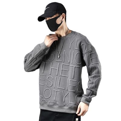 China 2022 New Arrival Anti-Shrink Spring Black Gray White Crew Neck Print Hot Fashion Fleece 3D Causal Men's Hoodie Sweatshirt for sale