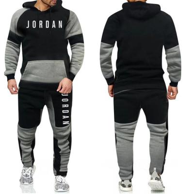 China Logo Men Long Sleeve Custom QUICK DRY Hoodies and Pants Sets Casual Suit Gyms Sportswear Patchwork Tracksuit Male Sportswear Suit for sale