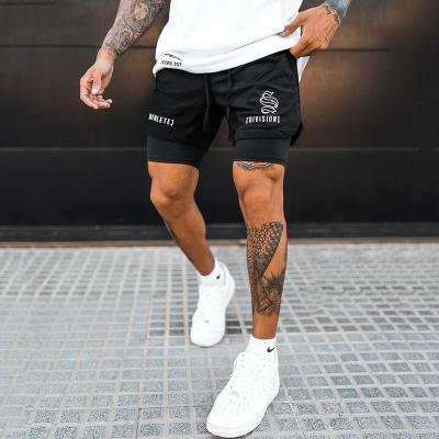 China Fashion QUICK DRY Beach Shorts Male Breathable 2 Fitness Gyms Workout In Quick Dry Shorts With 1 Bottom Sportswear Jogger for sale