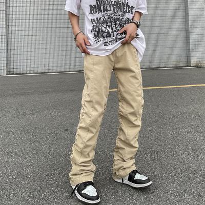 China QUICK DRY Custom Casual Pleats Pile Cargo Joggers Hip Hop Pants Sweatpants Masculine Mens Sweatpants Stacked Pants for sale