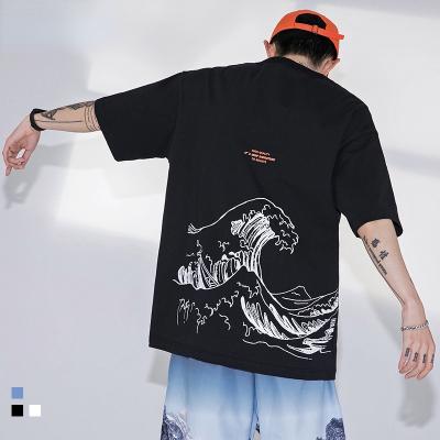 China Anti-wrinkle 2022 Summer Street Fashion T-shirt Men's Oversized Reflective Printing Casual Round Neck Short Sleeve T-shirt Loose for sale