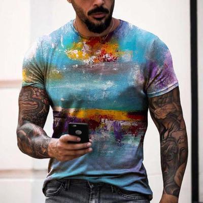 China Anti-Wrinkle Morden Style Printed Men T-shirt Cotton Breathable Big Size Shorts Sleeves O Neck Tees Summer Shirts For Men for sale