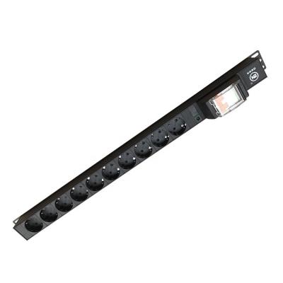 China German 2p Air Switch 1U 1.5U 10 Way 16A PDU Socket Rack DC PDU Power Distribution Unit With Air Switch for sale