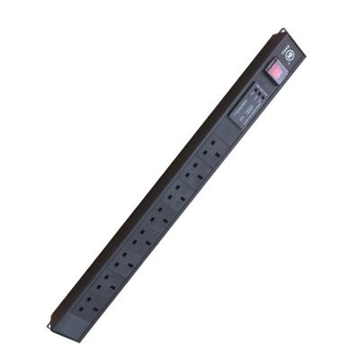 China Black Surge Protector 13A Surge Protector UK Network Outlets Rack Mount PDU Power Strip With 1.5ft Cord for sale