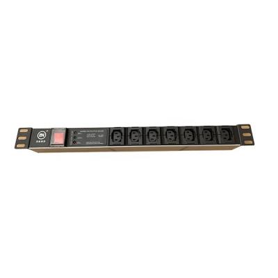 China Lockable Power Switch PDU 1.5U IEC C13 C19 Customized Outlets 7Way Power Distribution Unit Switched PDU for sale