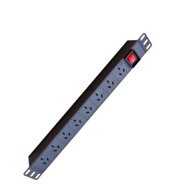 China 19 Inch High Quality Black Rack-mount 1U 8Way AUS Standard PDU With Double-break Switch BN-AUS10-8-SH-10A for sale