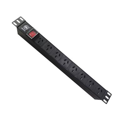 China Newest Industrial 1U Australia Type Socket 8 Ways Rack PDU Alluminum Power Distribution Unit for sale