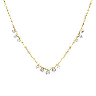 China Zircon 18K Gold Plated Crystal Pendant Clavicle Necklace For Women Elegant Environmental Friendly Free Tarnish Stainless Steel Jewelry for sale