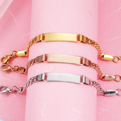 China Environmental Friendly Simple Fashion Custom Engraved Name 18k Gold Plated Stainless Steel Charm Bracelets for sale