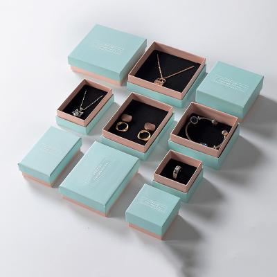 China Custom Fashion Environmental Friendly Jewelry Box Printing Logo New Design Necklace Earring Bracelet Green Gift Box for sale