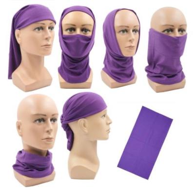 China Multifunctional Hot Selling Simple Solid Color Head Tube Bandana Neck Purple Cuff For Women Purple Bandanas Volume for sale