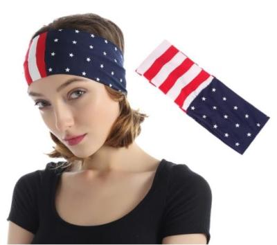 China Wholesale Multifunctional Sports USA Flag Elastic Fabric Yoga Headband Striped Headscarf Hairwear for sale