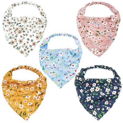 China Multifunctional Elastic Hair Bandanas Scarf Headband Chiffon For Women Girls Hair Accessories Head Floral Print Hair Turban Boho Bandans for sale