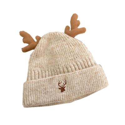 China COMMON Christmas Antlers Knitted Cold Hat Autumn And Winter Of Cute Colorful Woolen Protectors Knit Beanie Knitted Hat for sale