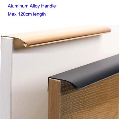 China Modern Aluminum Cabinet Edge Handle Cabinet Handle Black Brushed Handle for sale